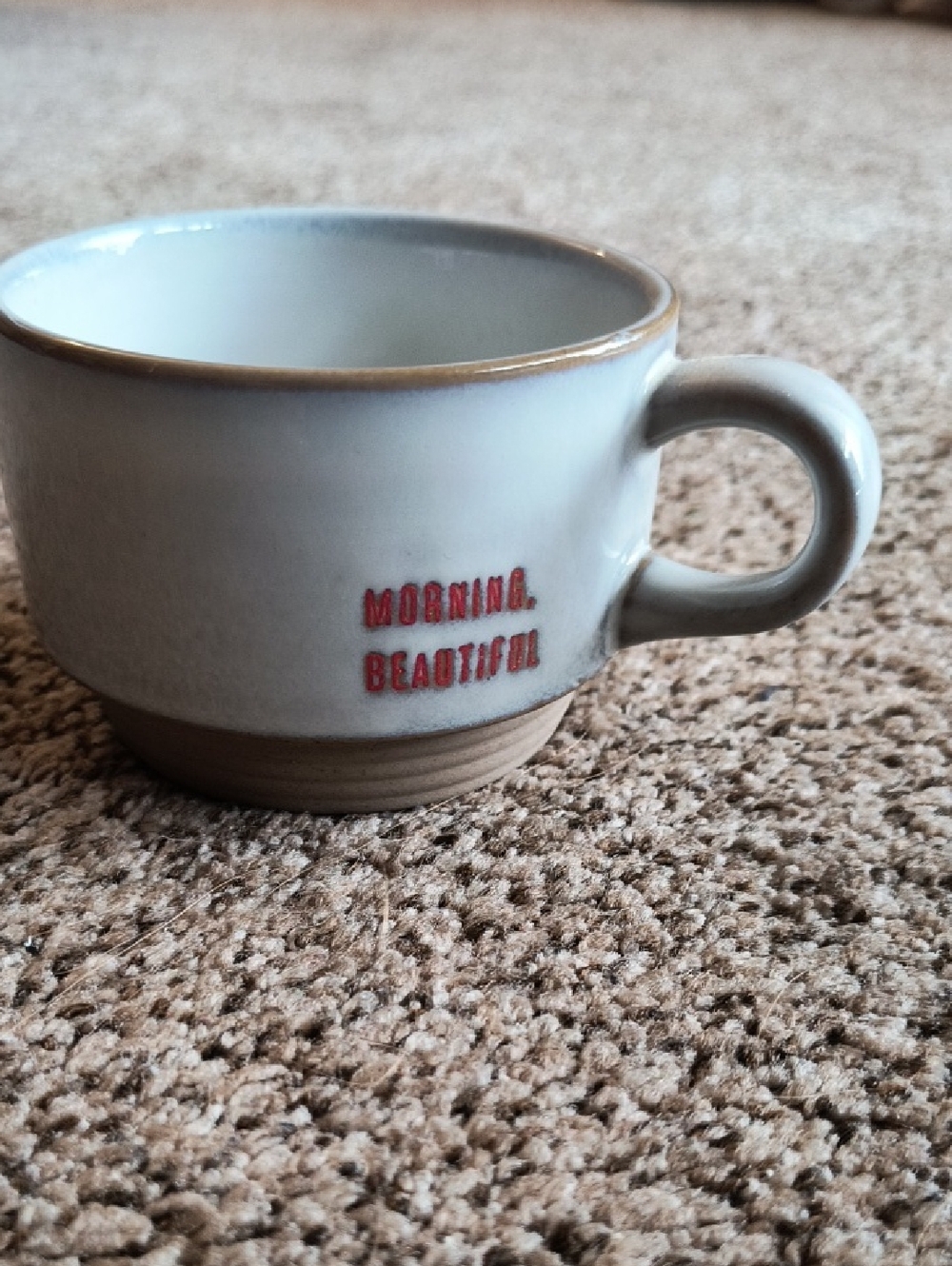 Hearth & Hand Two-Tone White and Beige 'Morning Beautiful' Mug